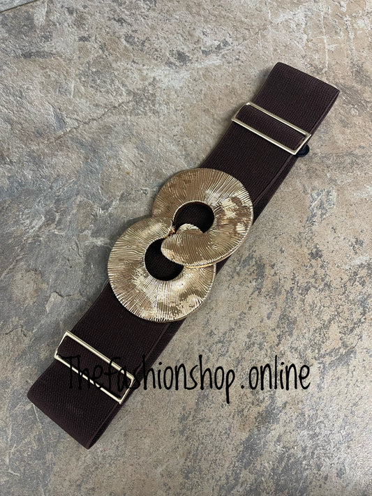Brown elasticated statement belt
