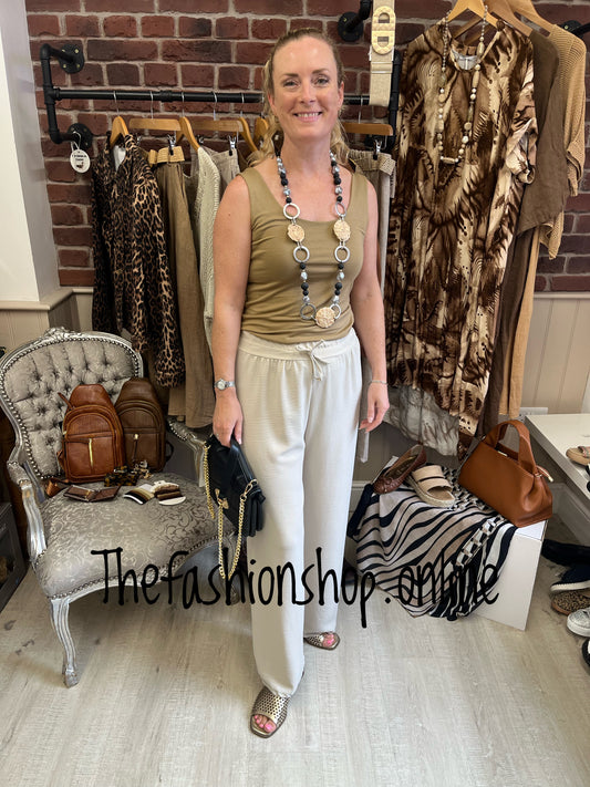 Sandy beige wide leg trousers 8-14