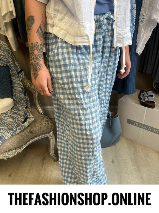 Kristen blue gingham trousers 10-16