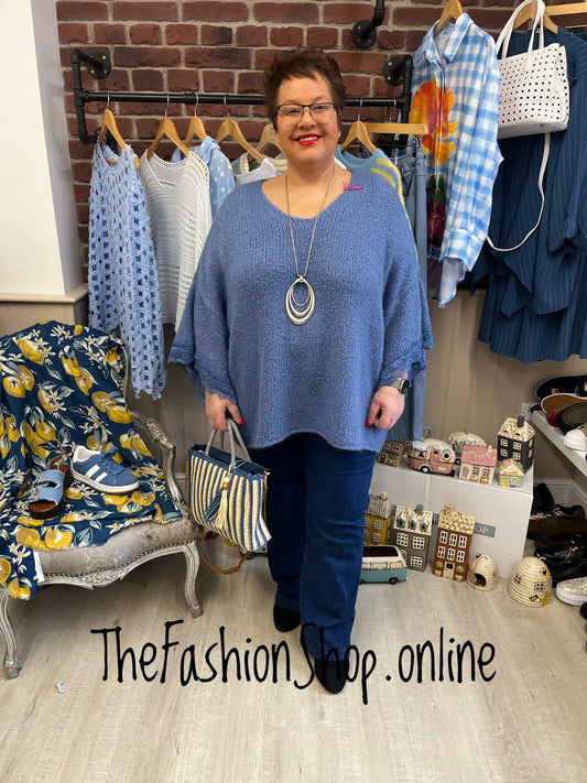 Ivy denim blue mohair mix jumper 14-22