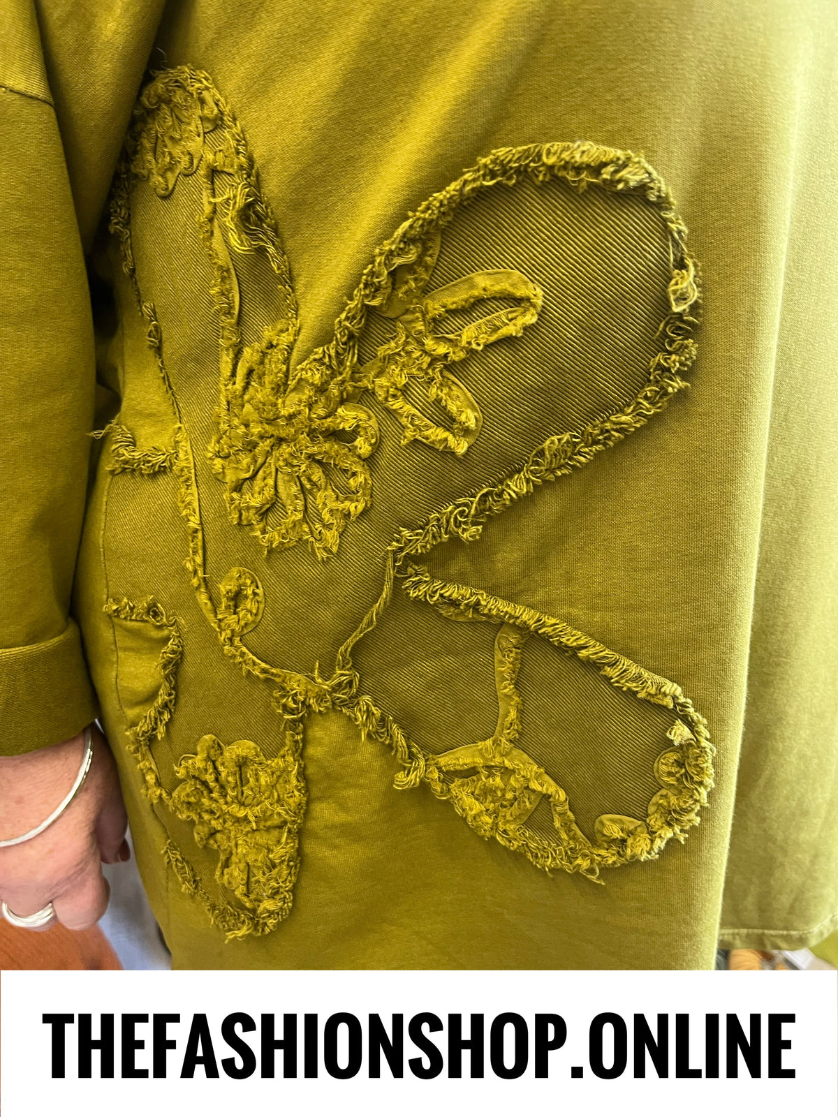 Maeve olive embroidered flower top 18-24