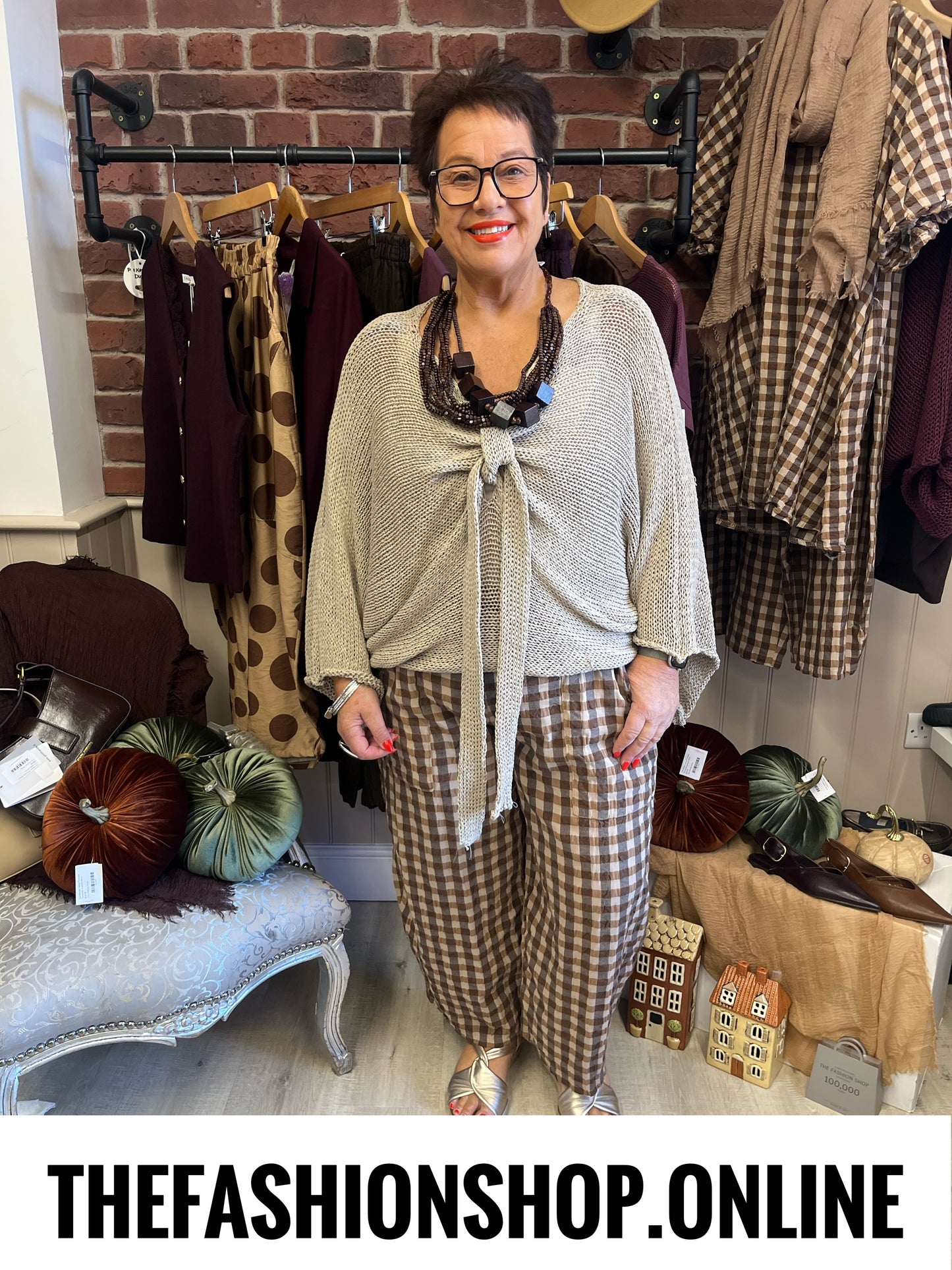 Pamela latte tie front knit 12-20