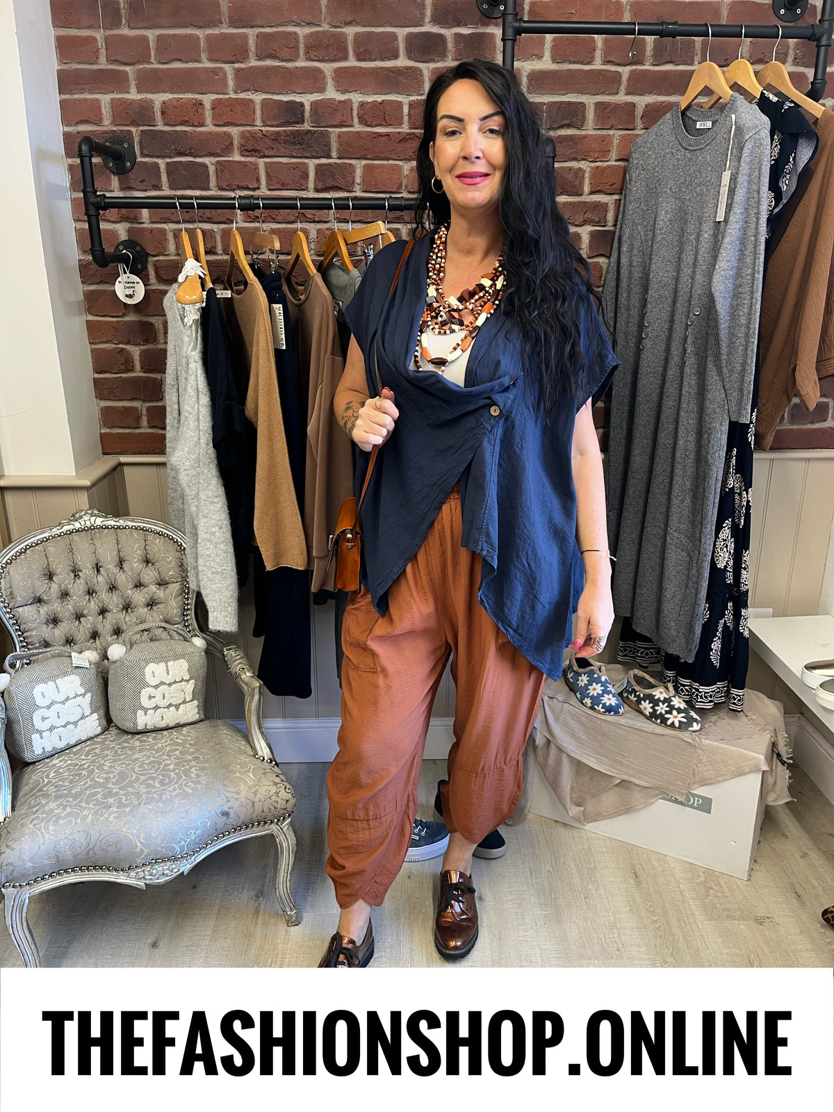 Marlene navy linen mix drape jacket 14-22