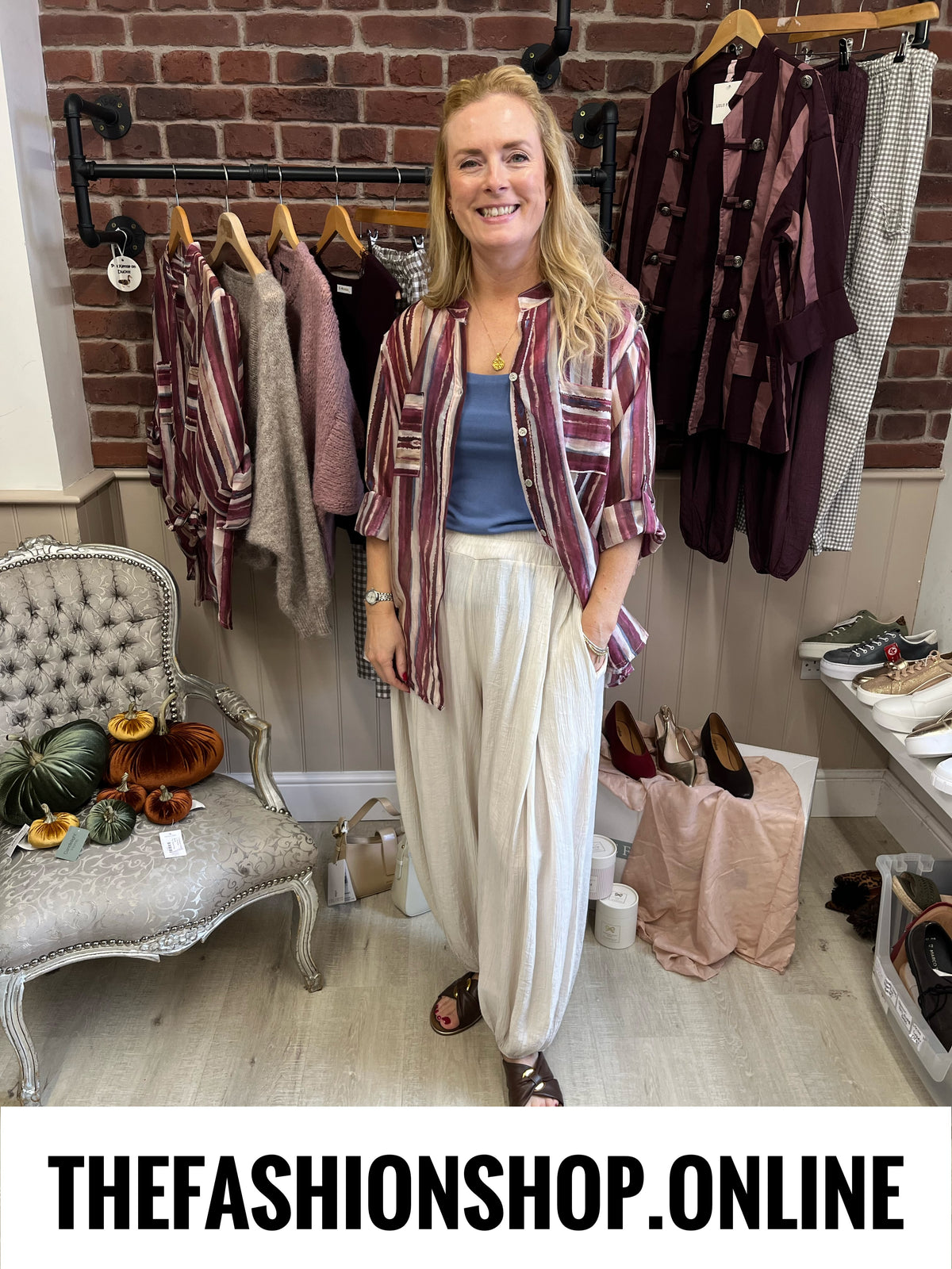 Payton mulberry striped high low blouse 10-18