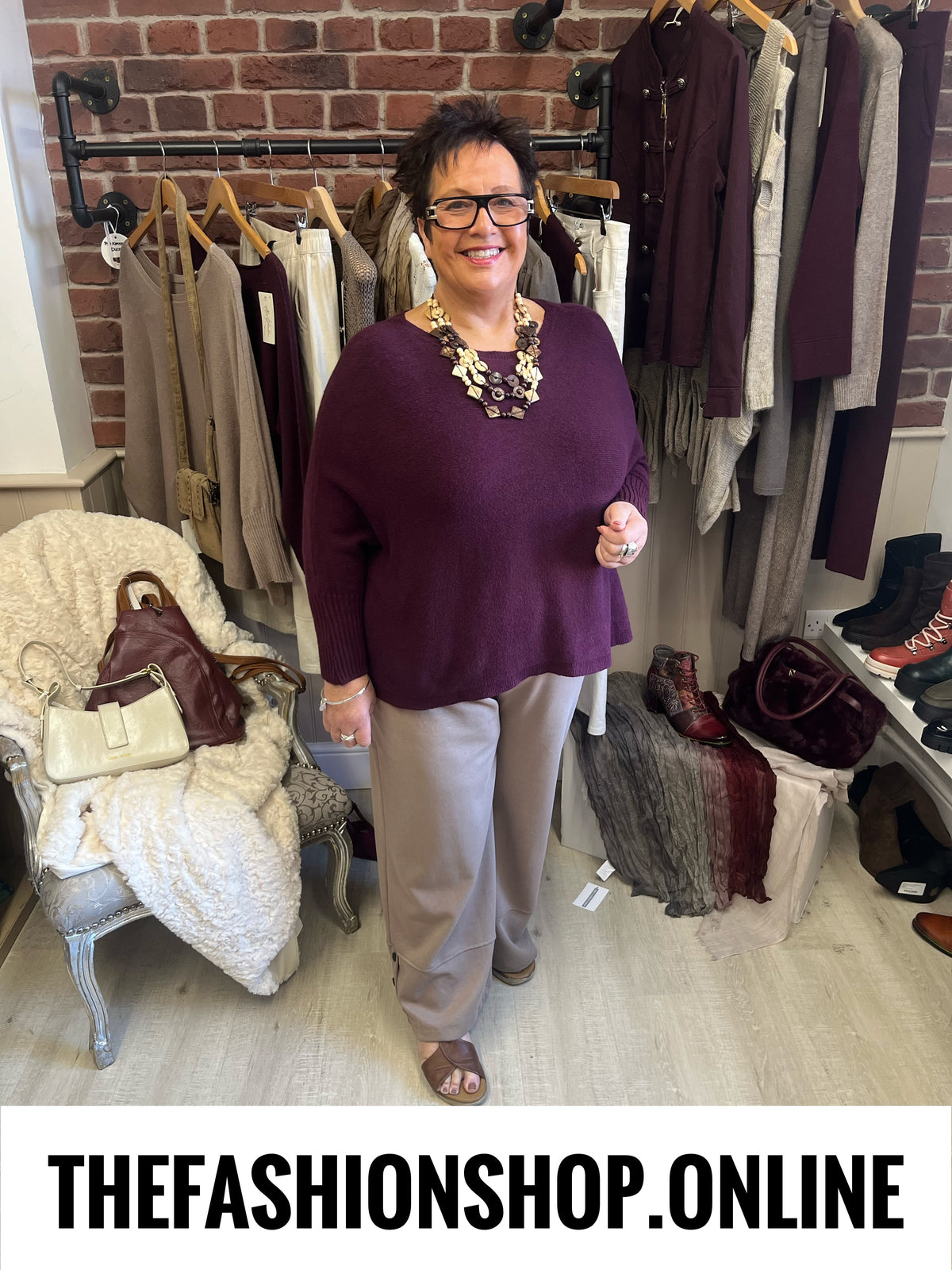 Ella mocha button hem trousers 14-22