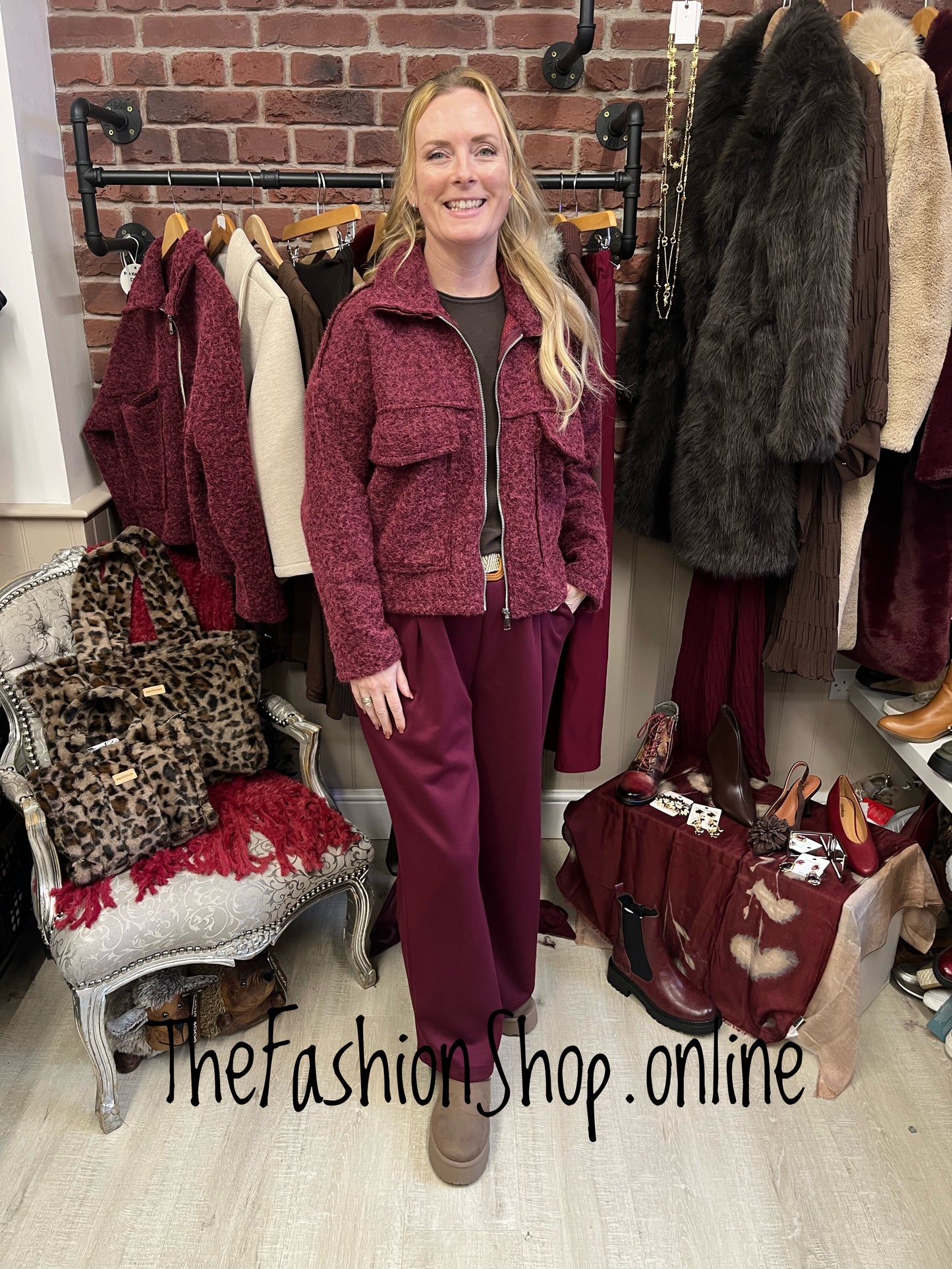 Lucy Wine Jacket with Zipper 10-18