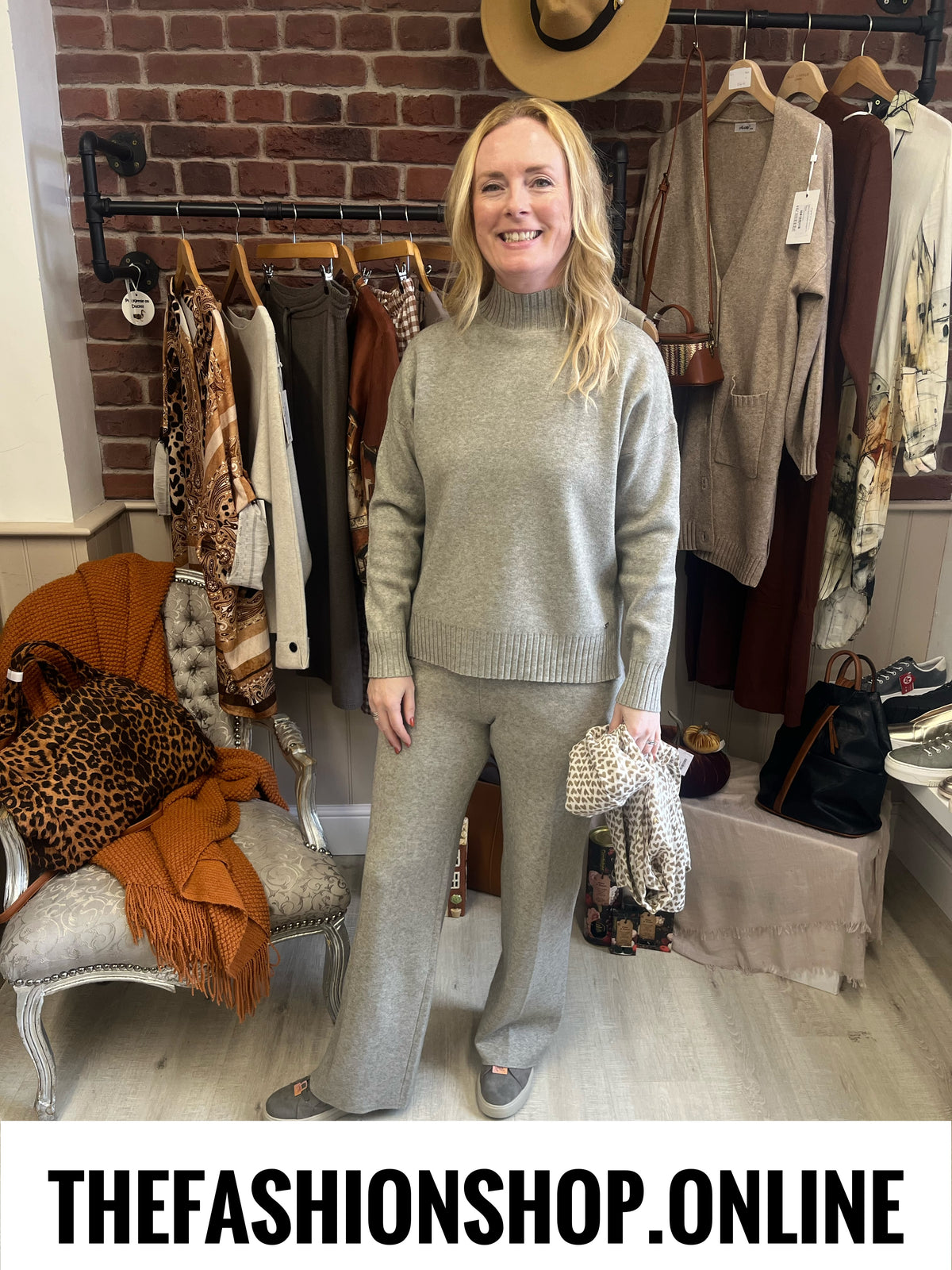 Larna taupe cashmere mix co-ord 8-16