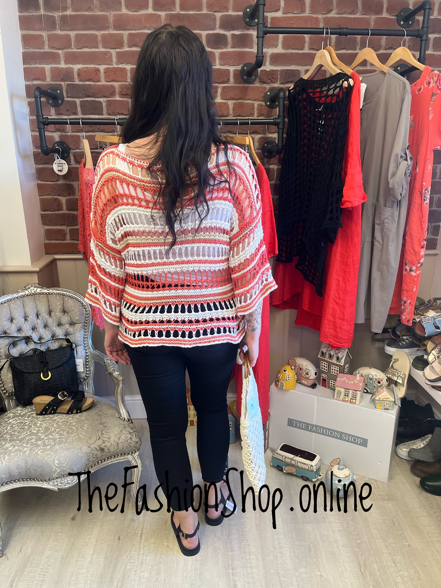 Ellie coral crochet layering top 12-18