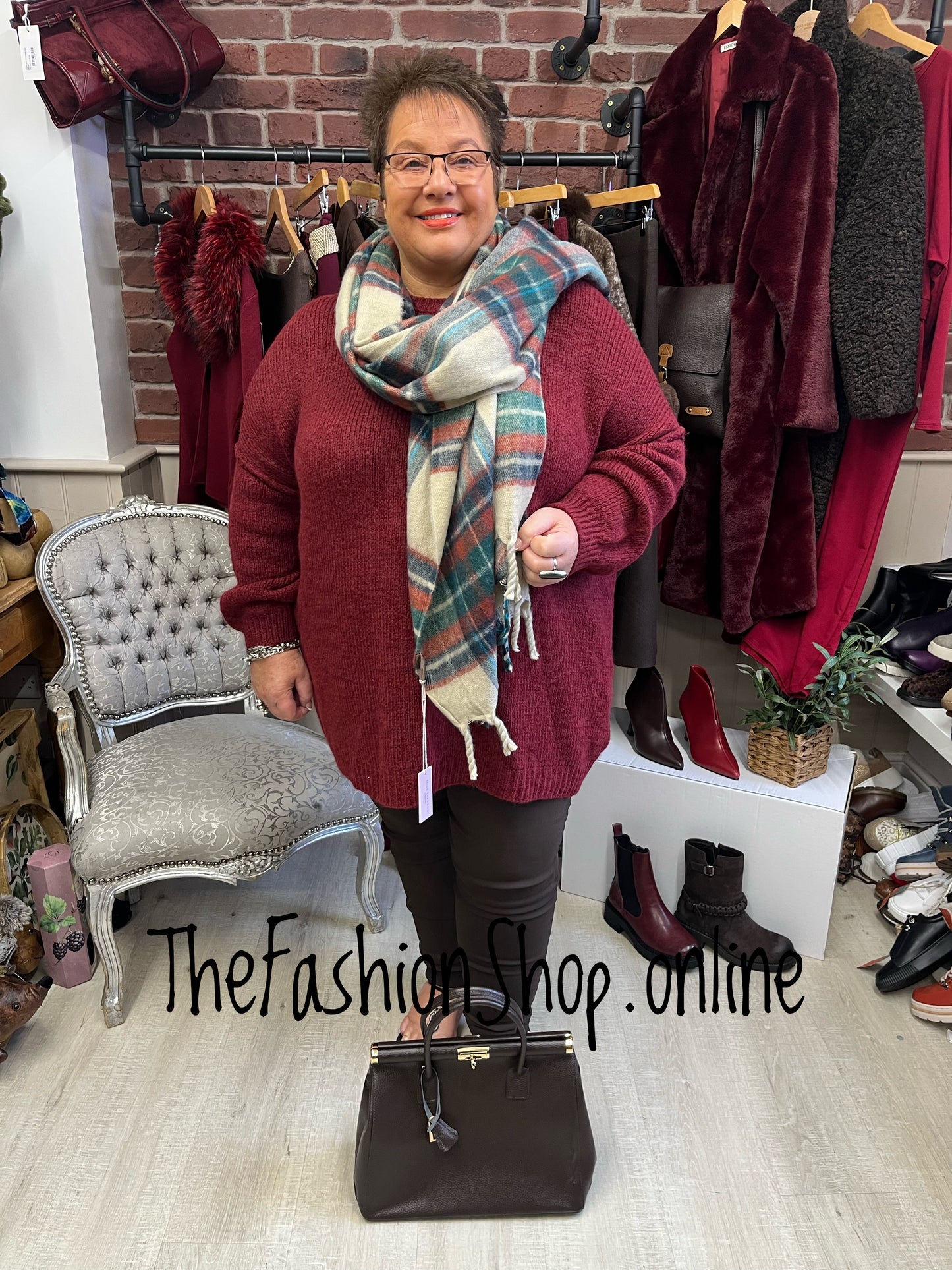 Tara Oversized Wine Jumper 16-24