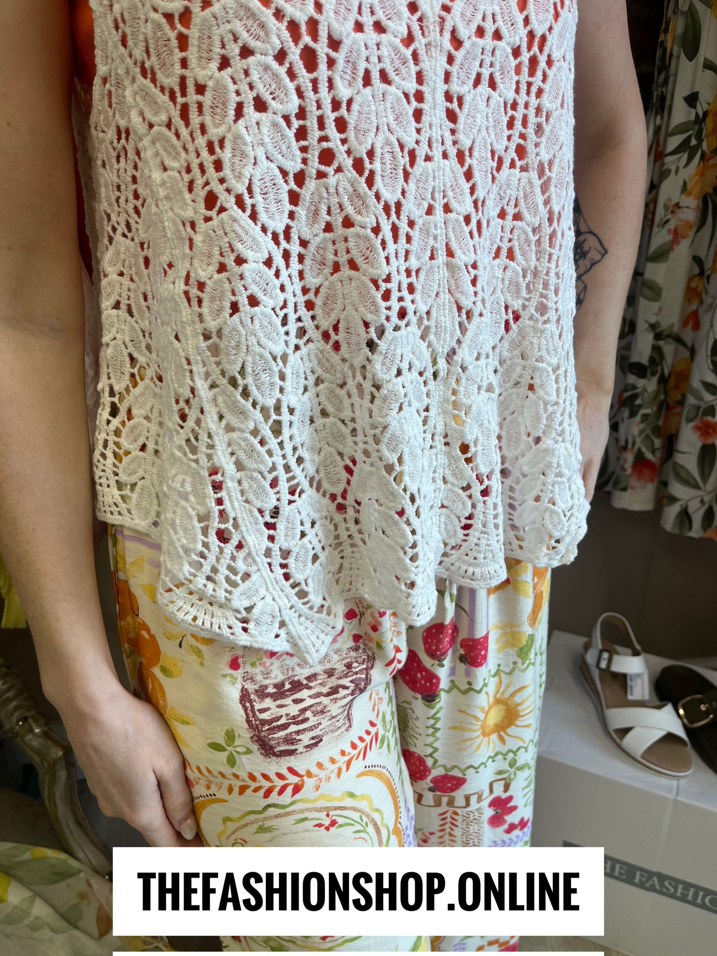 Heidi white crochet knitted vest 8-14