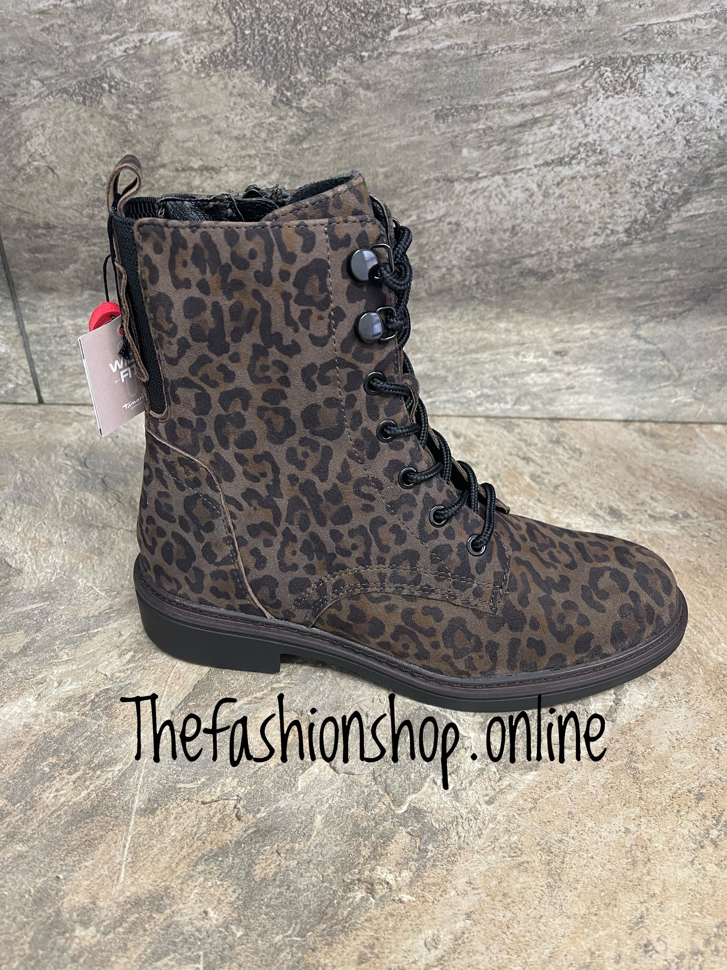 Tamaris suede wide fit leopard print boots sizes 4-9 (37-42)