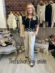 Helena black with cream crochet button top 8-12