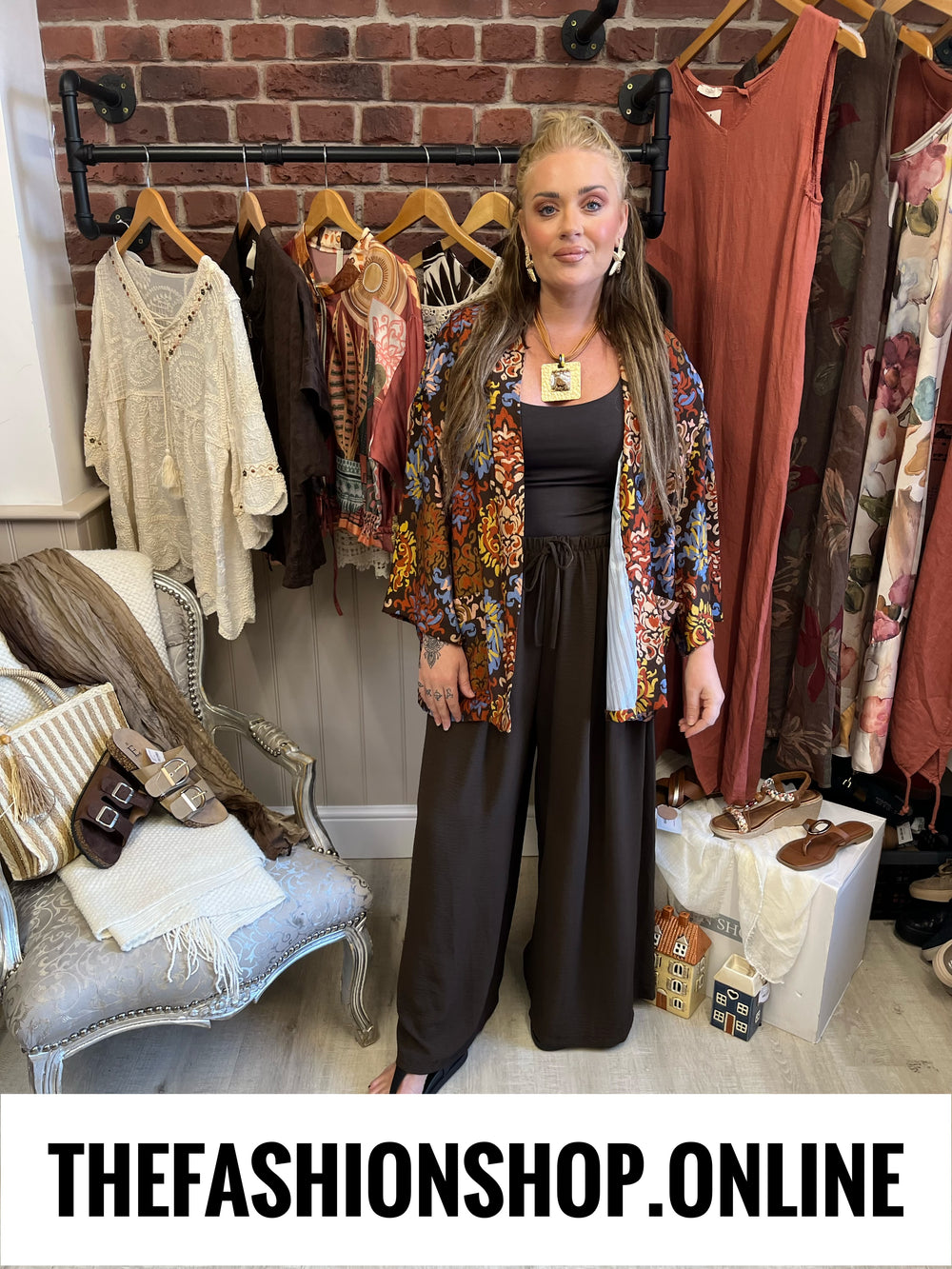 Mandy brown printed boho jacket 14-20