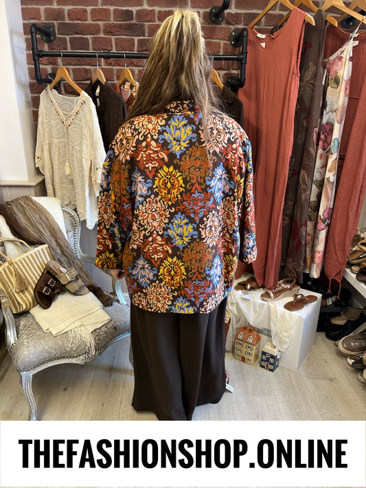 Mandy brown printed boho jacket 14-20