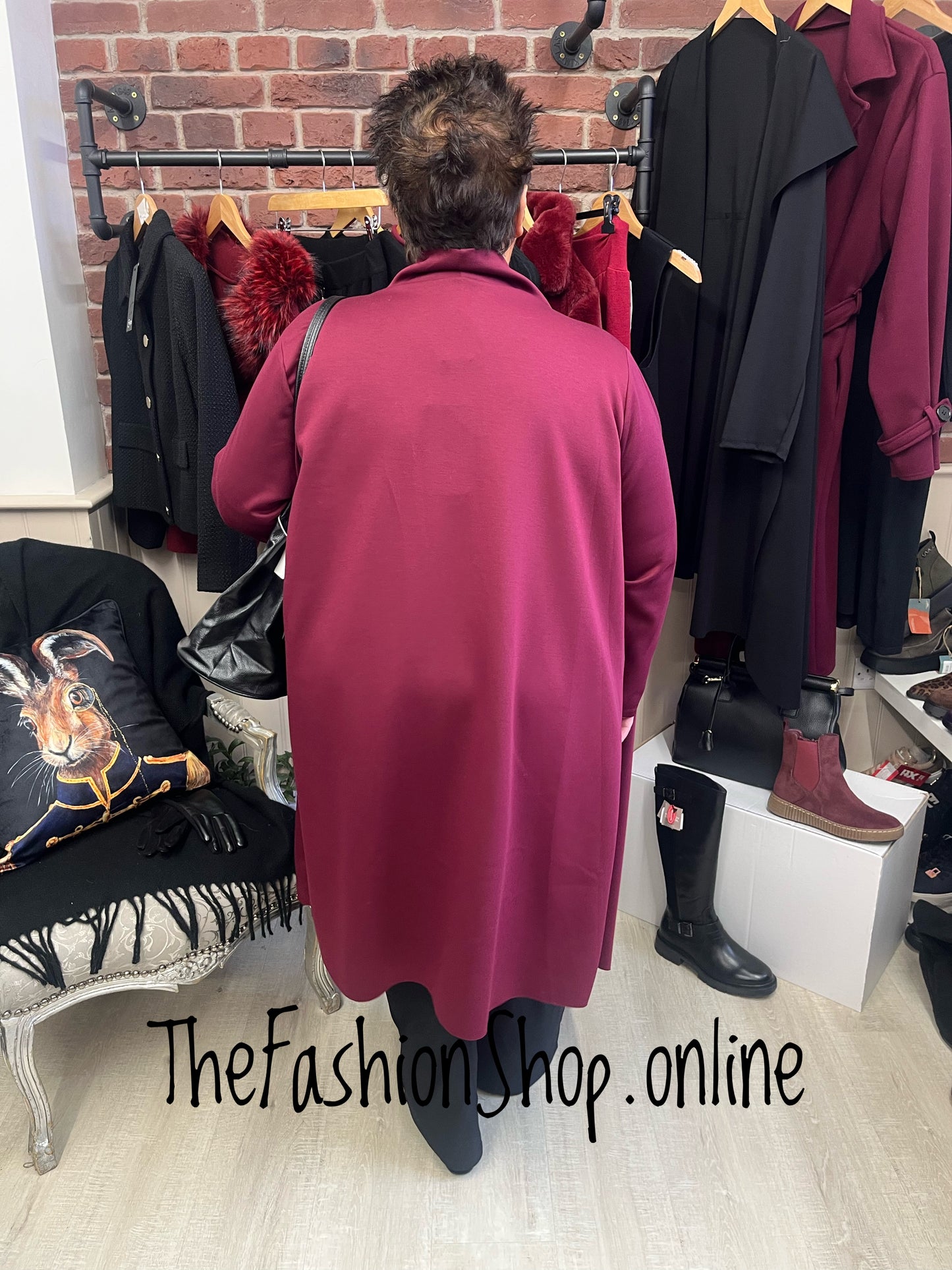 Erin wine waterfall jacket 14-22