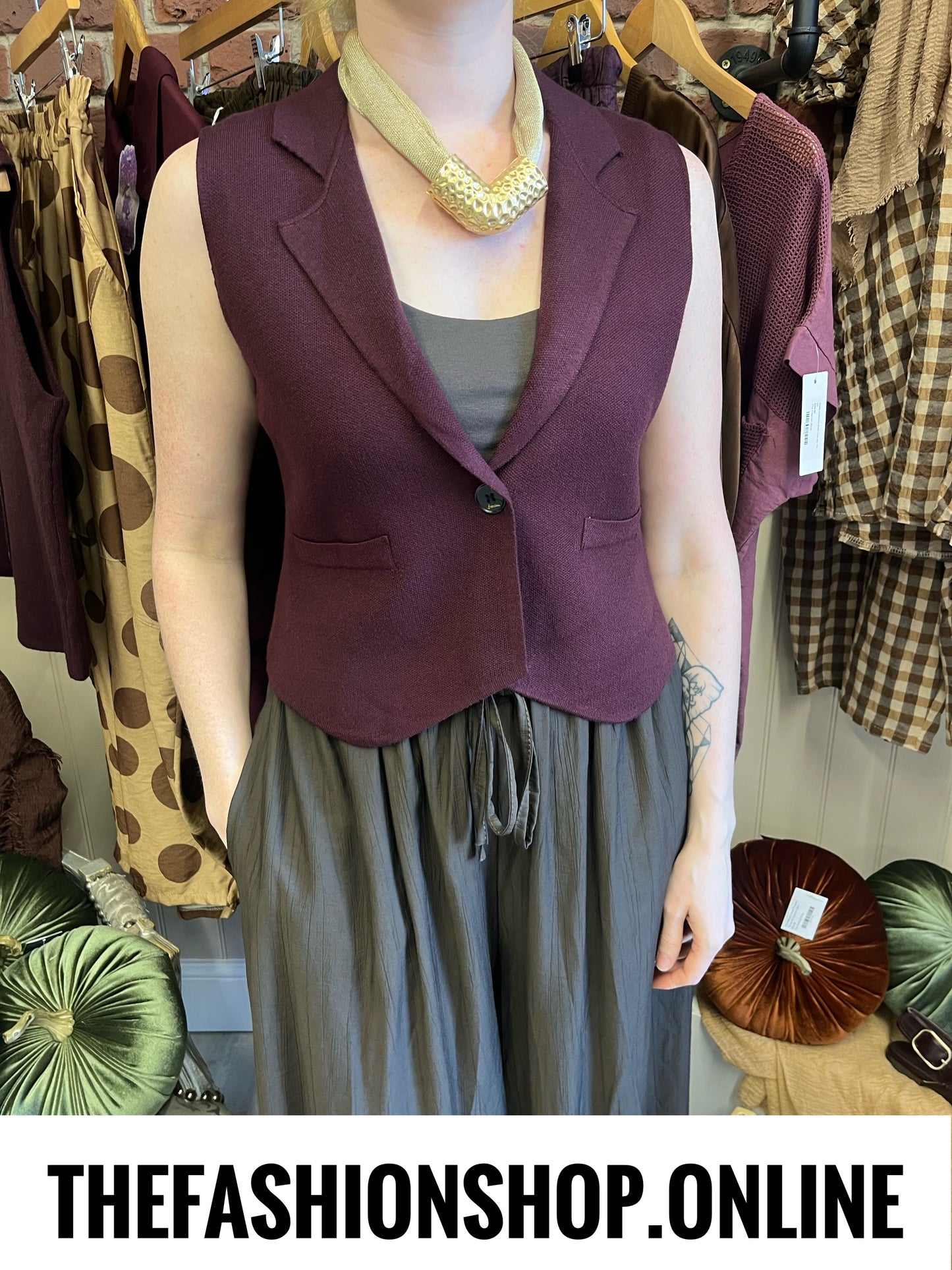 Maria mulberry knitted waistcoat 8-12