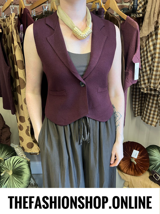 Maria mulberry knitted waistcoat 8-12