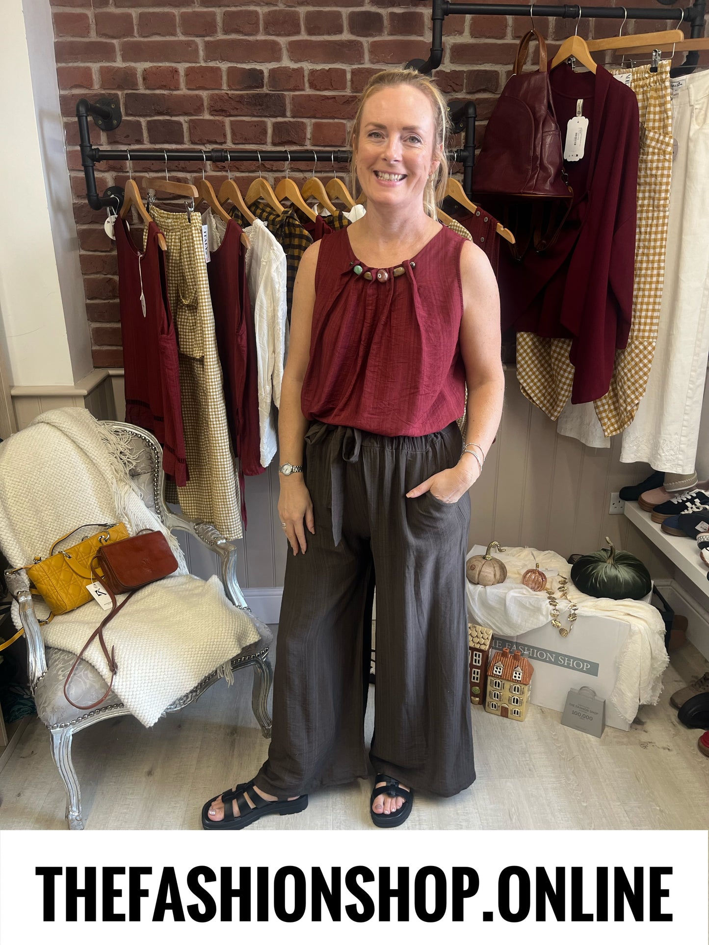 Sierra wine straight hem beaded  top 8-16
