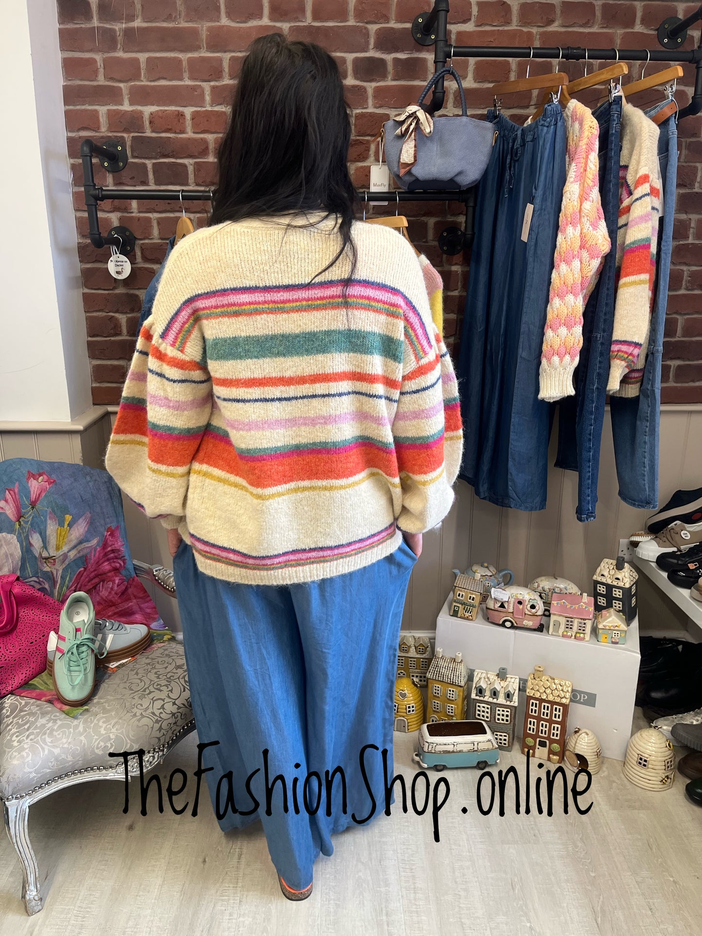 Bethany wool mix striped cardigan sizes 12-14 and 16-18