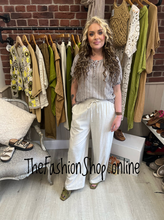Fran mocha striped top sizes 12, 14 and 16