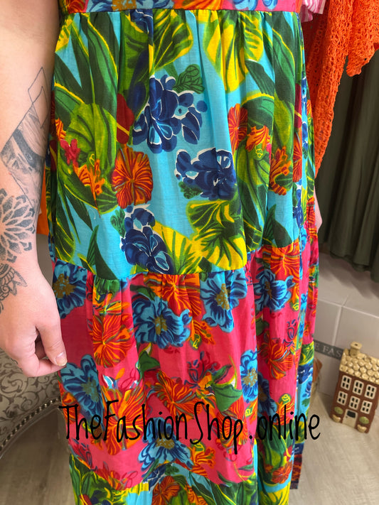 Hattie multicoloured tiered maxi dress sizes 10-16
