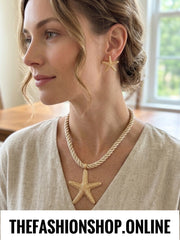 Golden Tide Starfish Necklace and Earrings