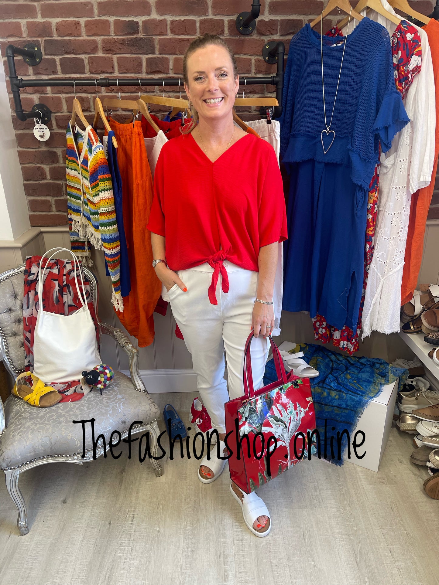 Isabella red tie front top 12-16