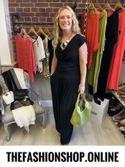 Jocelyn black draped neck top 8-14