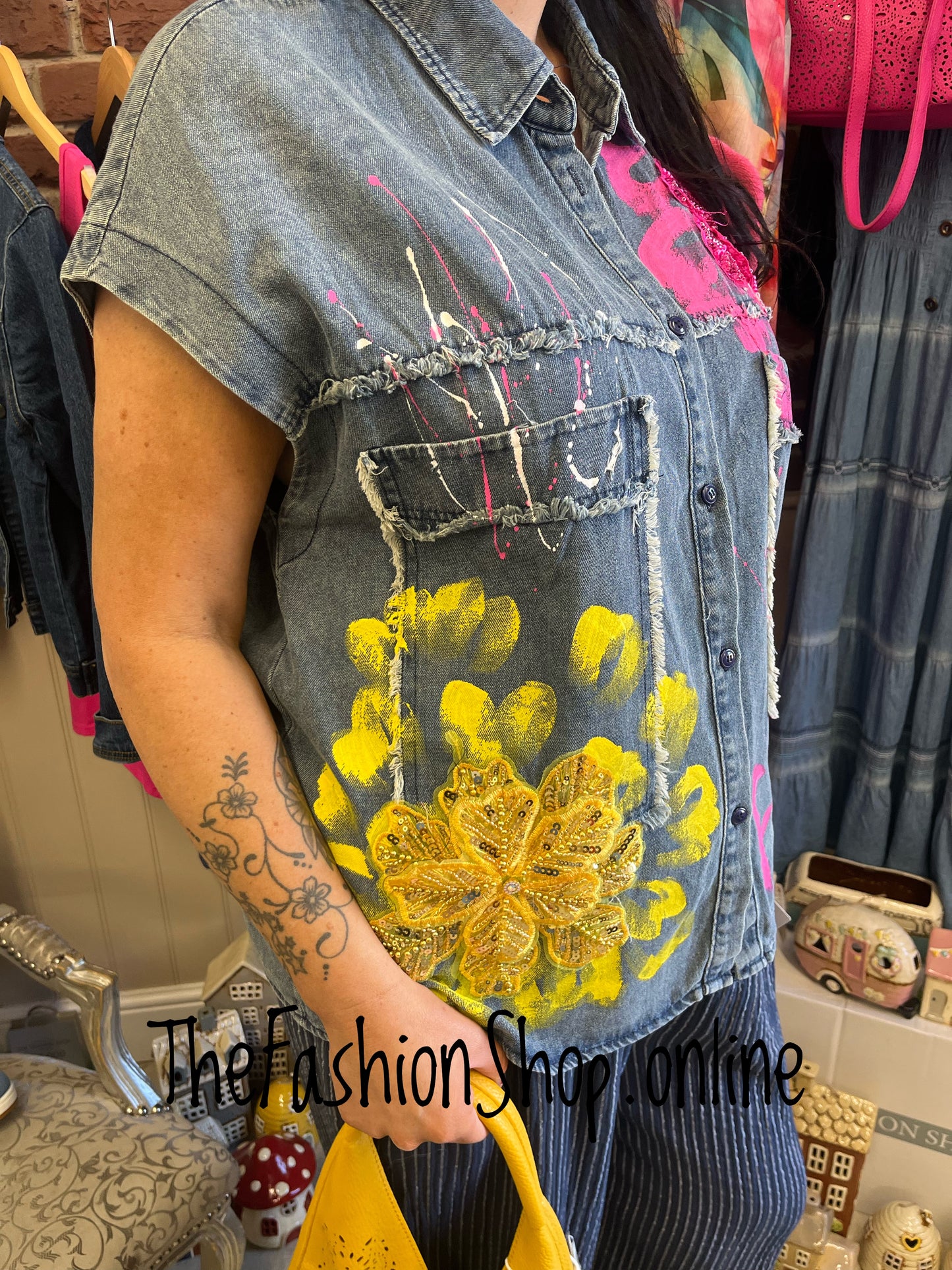 Fly Out denim graffiti sleeveless jacket 12-18