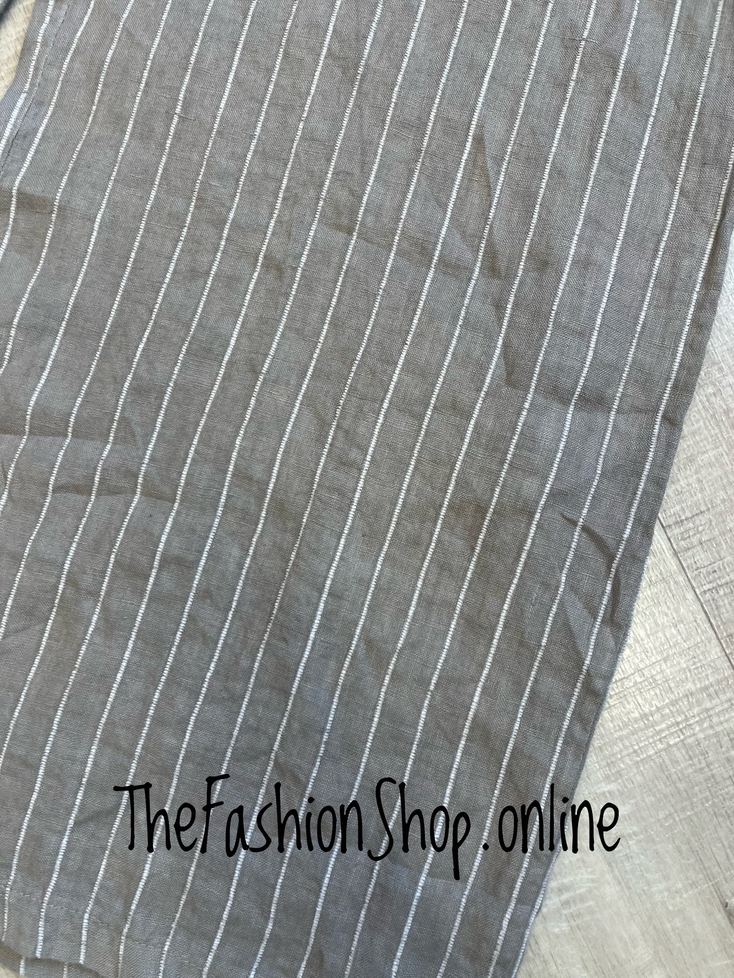 Bianca mocha striped linen trousers 8-16