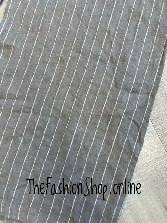 Bianca mocha striped linen trousers 8-16