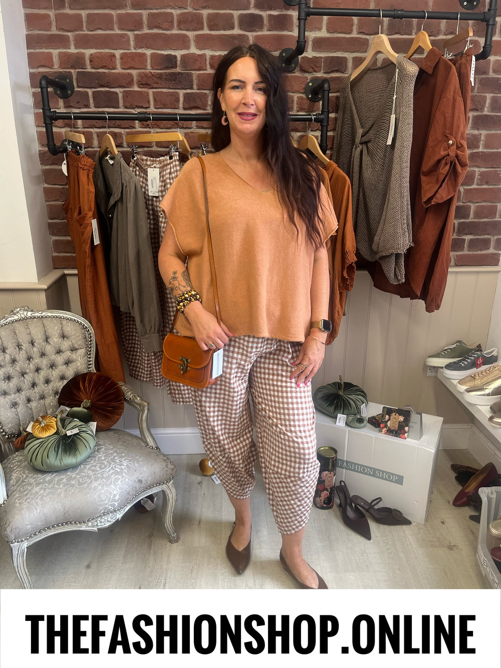 Elsa apricot V neck knitted top 10-20