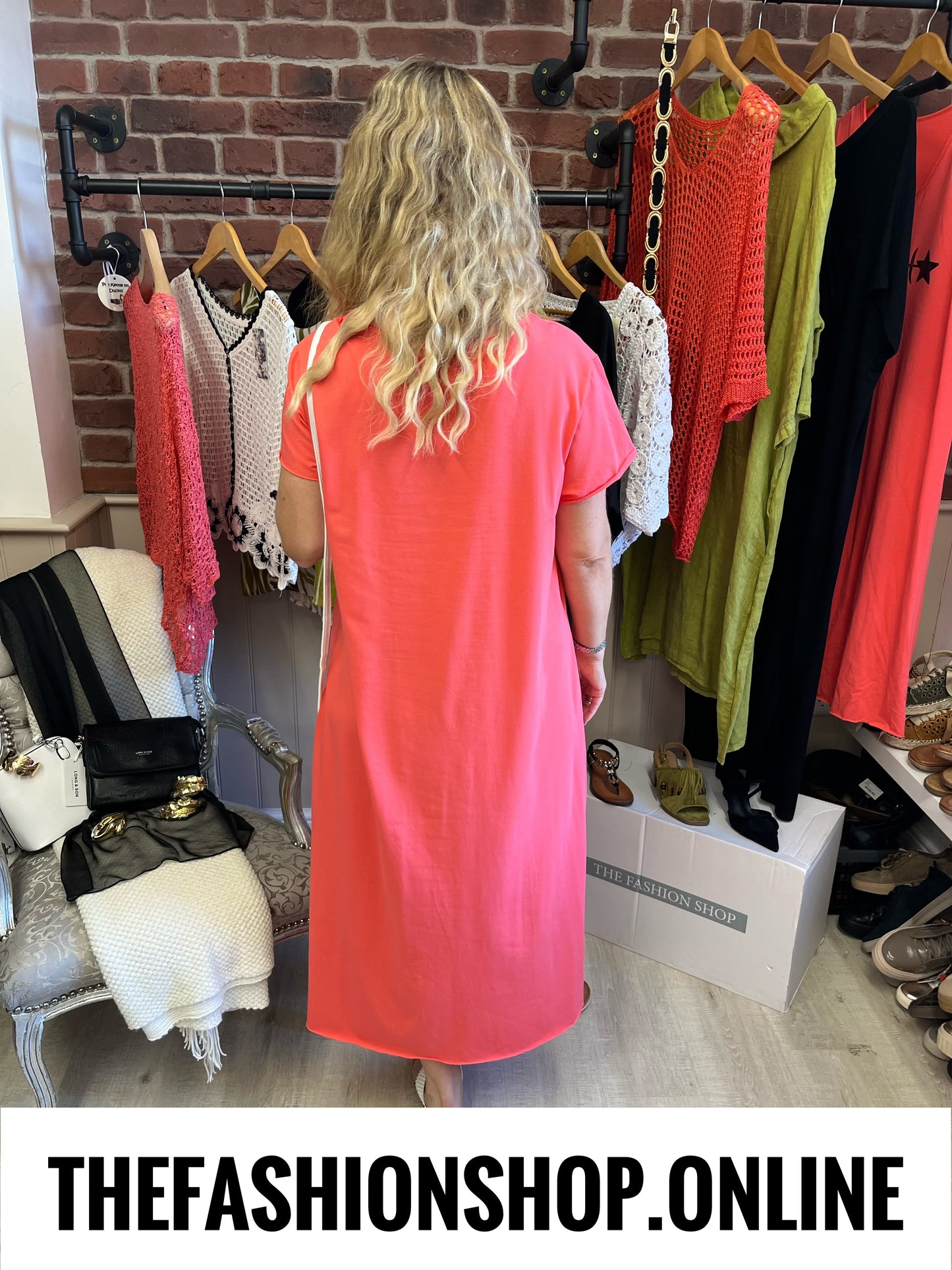 Eden Coral Gold Fishbone dress 10-18