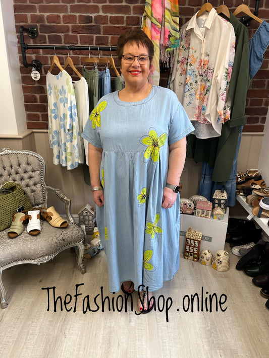 Fly Out Bloom denim dress 14-20