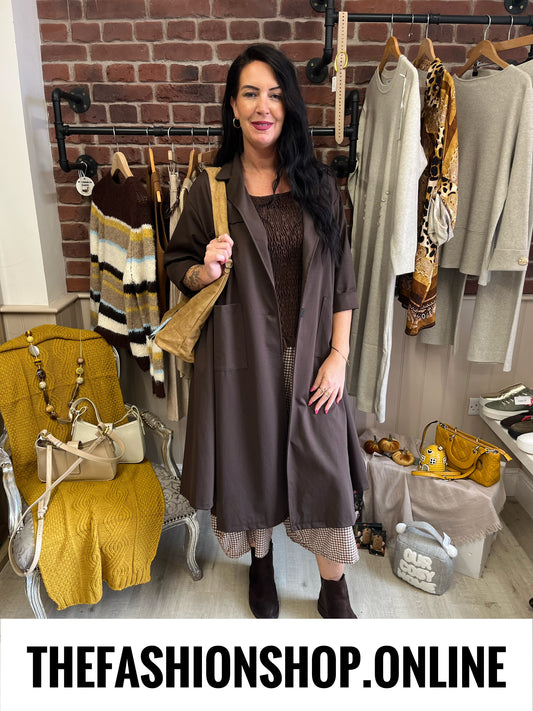 Trinny brown relaxed trench coat 14-22