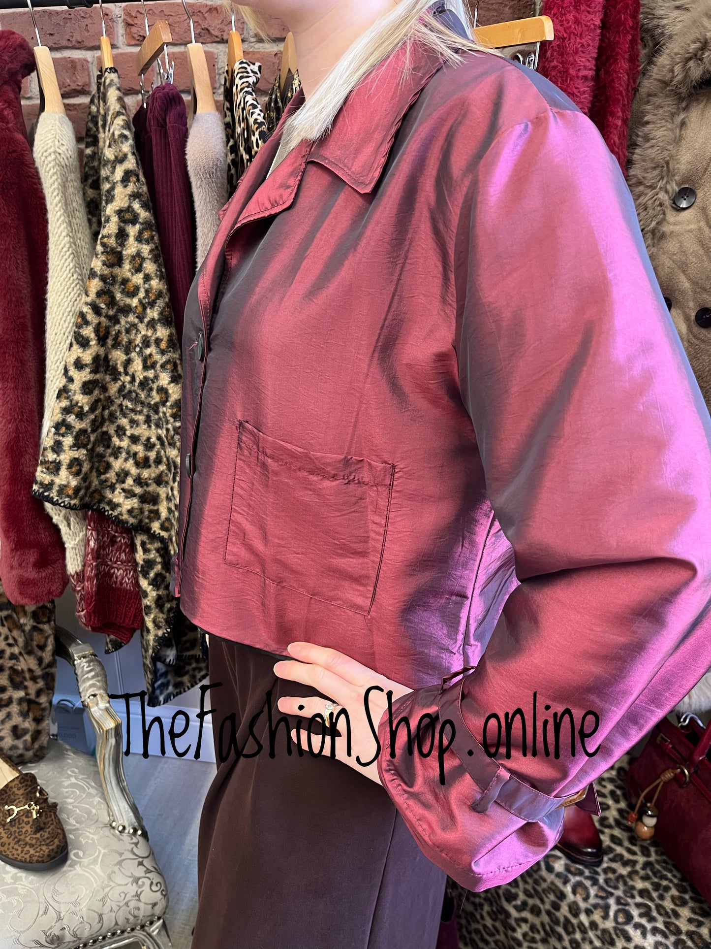 Ava wine taffeta jacket 8-16