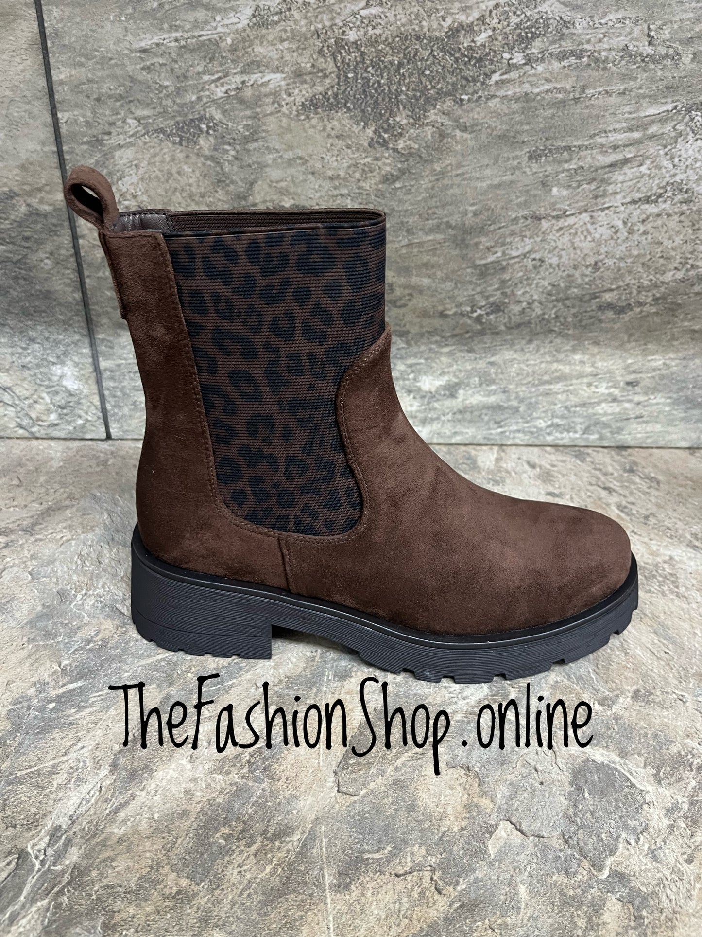 Willow Brown Boot with Leopard Elastic Trim 3-8