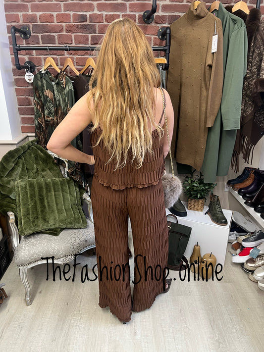 Hannah brown pin tuck jumpsuit 10-14