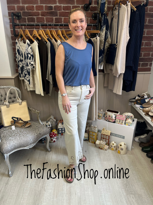 Denim blue quality round neck vest 10-16