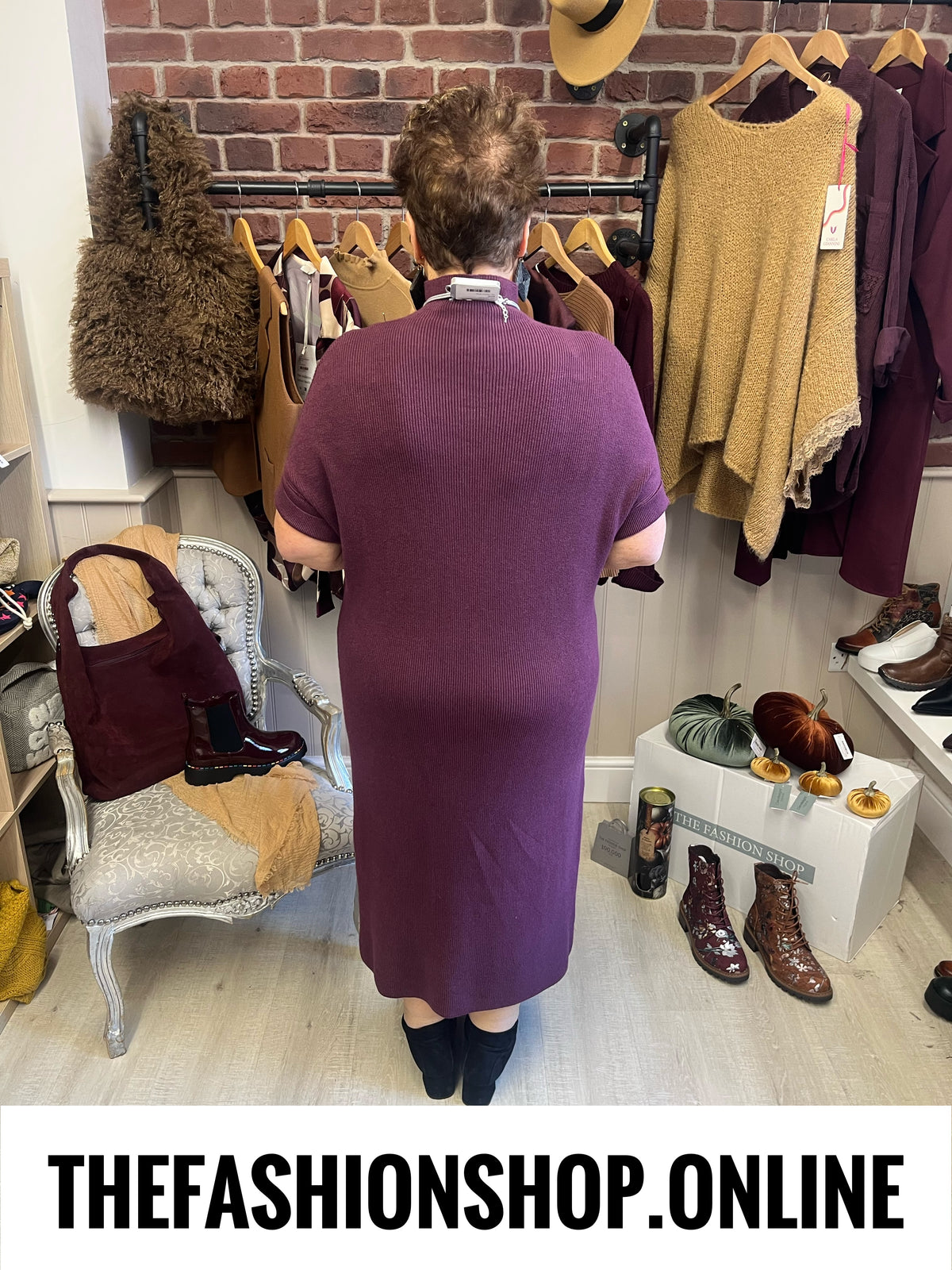 Tiffany damson knitted dress 10-16