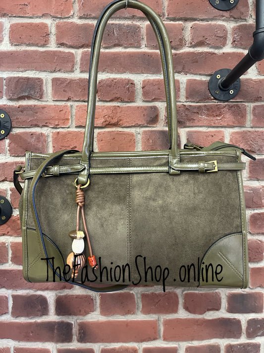 Grace khaki faux suede bag
