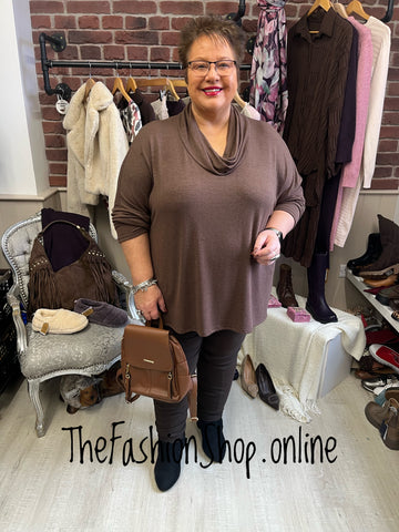 Athena Brown soft cowl top 18-24