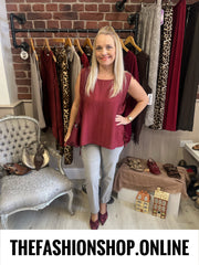 Zuri wine side tie top 8-14