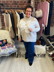 Wendy beige floral jumper 12-22