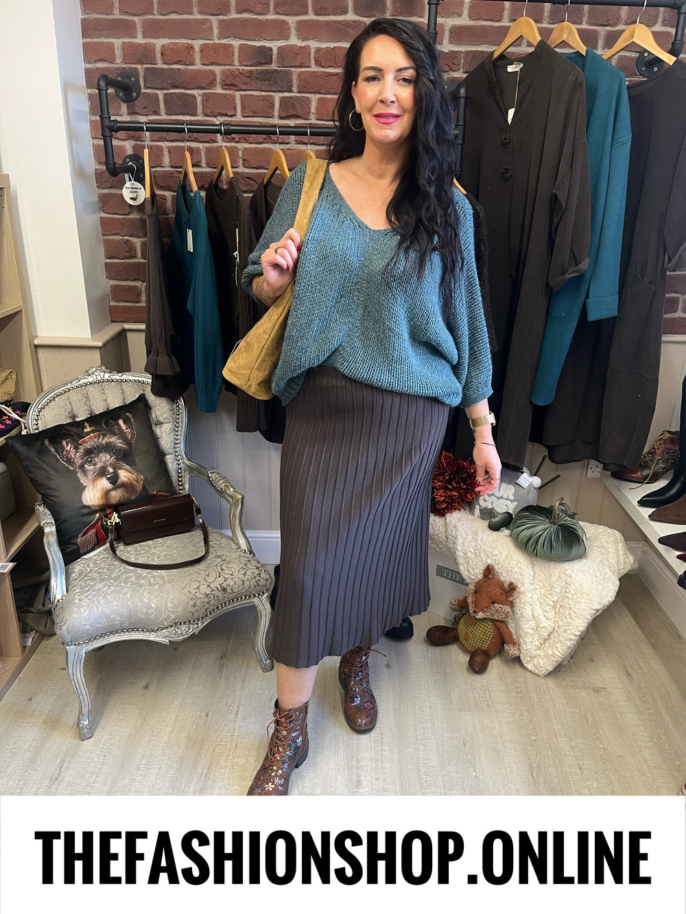Jenny brown knitted A line skirt 10-16