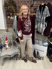 Rebecca wine embroidered jumper 8-12