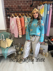 Kendra jade wool mix heart jumper 10-16