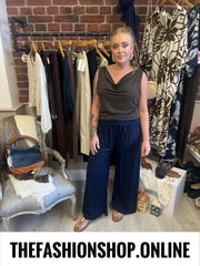 Darcie brown draped neck top 8-14