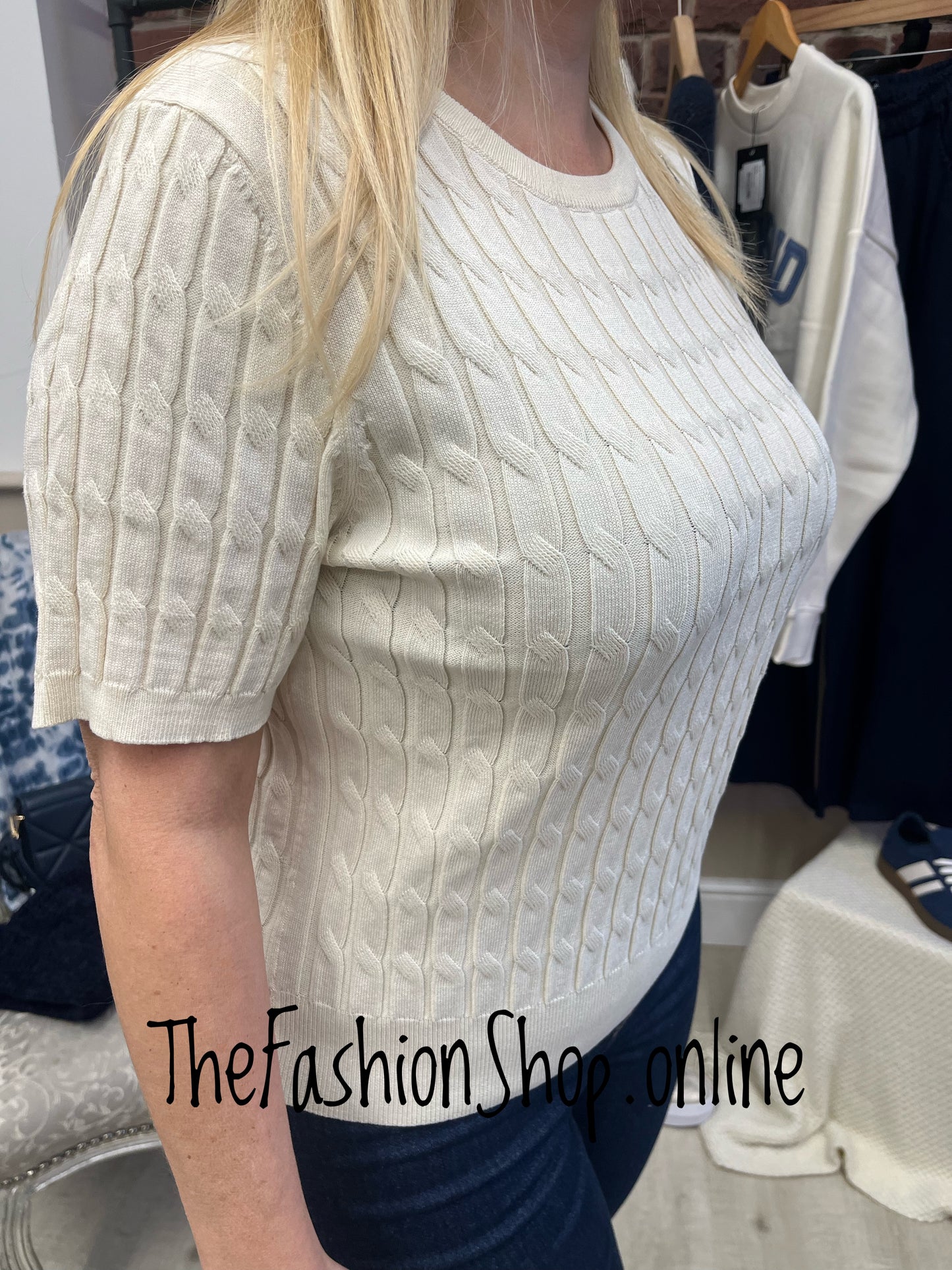 Bella cream cable knit top 8-16