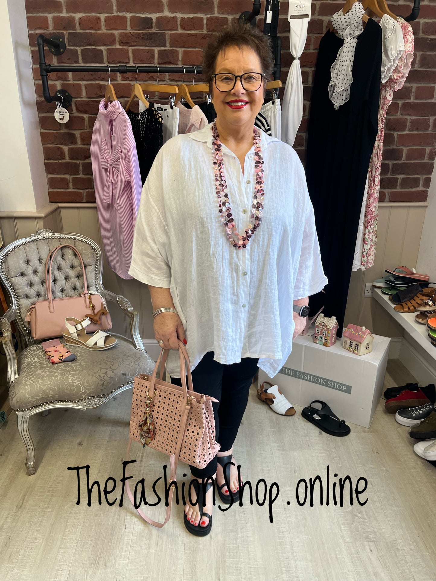 Whitney white linen shirt 16-24